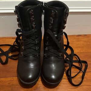 MIA Black Lace-Up Ankle Boots